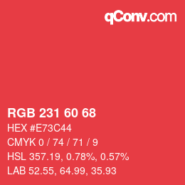 颜色代码: RGB 231 60 68 | qconv.com