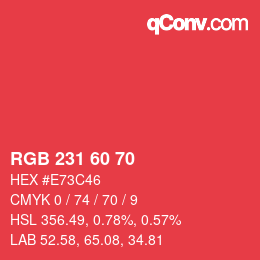 颜色代码: RGB 231 60 70 | qconv.com