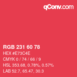 颜色代码: RGB 231 60 78 | qconv.com