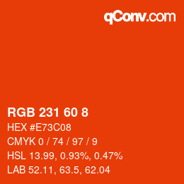 Color code: RGB 231 60 8 | qconv.com