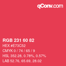 颜色代码: RGB 231 60 82 | qconv.com