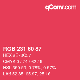 颜色代码: RGB 231 60 87 | qconv.com