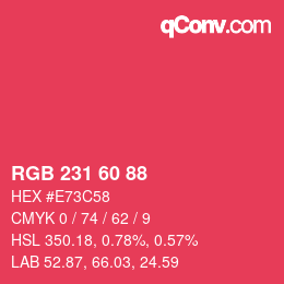 颜色代码: RGB 231 60 88 | qconv.com