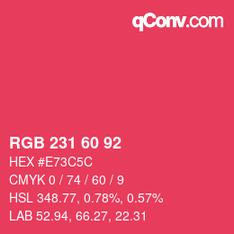 颜色代码: RGB 231 60 92 | qconv.com