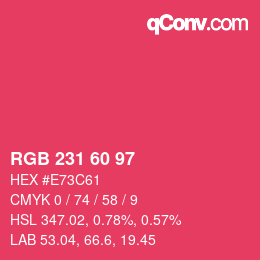 颜色代码: RGB 231 60 97 | qconv.com