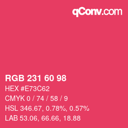 颜色代码: RGB 231 60 98 | qconv.com
