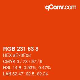カラーコード: RGB 231 63 8 | qconv.com