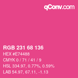 Farbcode: RGB 231 68 136 | qconv.com