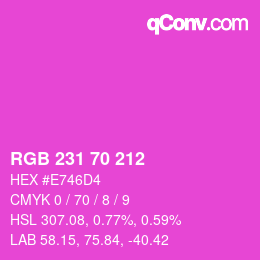 Farbcode: RGB 231 70 212 | qconv.com