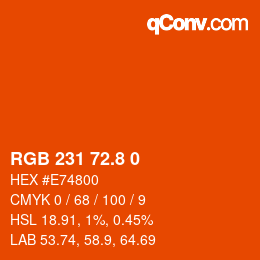 カラーコード: RGB 231 72.8 0 | qconv.com