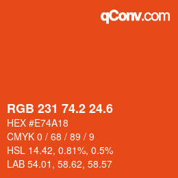 カラーコード: RGB 231 74.2 24.6 | qconv.com