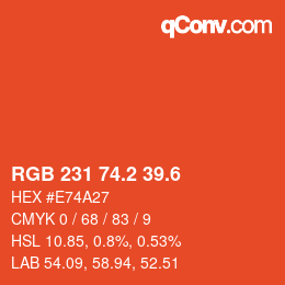 カラーコード: RGB 231 74.2 39.6 | qconv.com