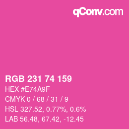 カラーコード: RGB 231 74 159 | qconv.com
