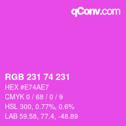 Farbcode: RGB 231 74 231 | qconv.com