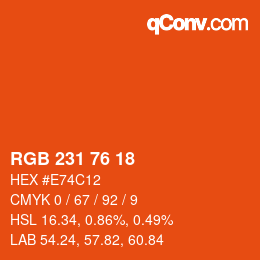 Farbcode: RGB 231 76 18 | qconv.com