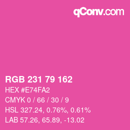 Color code: RGB 231 79 162 | qconv.com