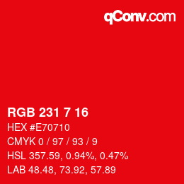 Color code: RGB 231 7 16 | qconv.com