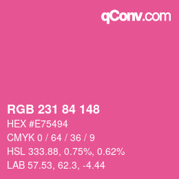Color code: RGB 231 84 148 | qconv.com