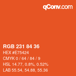 Color code: RGB 231 84 36 | qconv.com