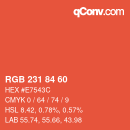 Farbcode: RGB 231 84 60 | qconv.com