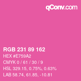 Color code: RGB 231 89 162 | qconv.com