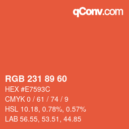 颜色代码: RGB 231 89 60 | qconv.com