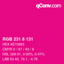 Color code: RGB 231 8 131 | qconv.com
