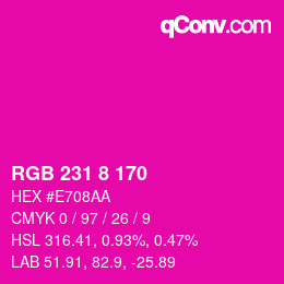 Color code: RGB 231 8 170 | qconv.com
