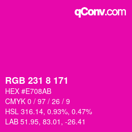 Color code: RGB 231 8 171 | qconv.com