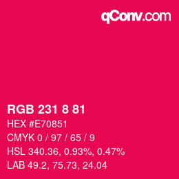 Color code: RGB 231 8 81 | qconv.com