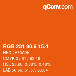 カラーコード: RGB 231 90.8 15.4 | qconv.com