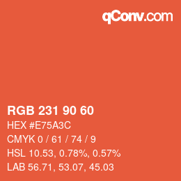 Farbcode: RGB 231 90 60 | qconv.com