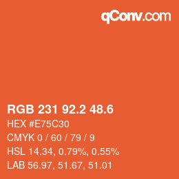 カラーコード: RGB 231 92.2 48.6 | qconv.com