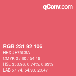 颜色代码: RGB 231 92 106 | qconv.com