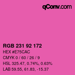 カラーコード: RGB 231 92 172 | qconv.com