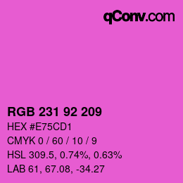 カラーコード: RGB 231 92 209 | qconv.com