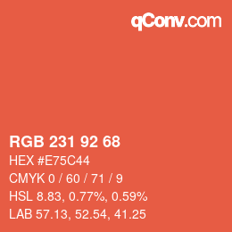 カラーコード: RGB 231 92 68 | qconv.com