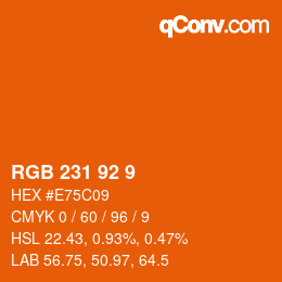 Color code: RGB 231 92 9 | qconv.com