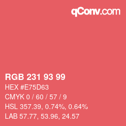 Color code: RGB 231 93 99 | qconv.com