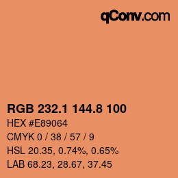 Farbcode: RGB 232.1 144.8 100 | qconv.com