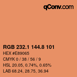 カラーコード: RGB 232.1 144.8 101 | qconv.com