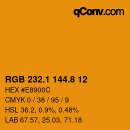 Color code: RGB 232.1 144.8 12 | qconv.com