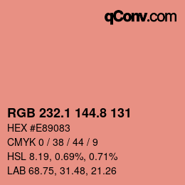 カラーコード: RGB 232.1 144.8 131 | qconv.com