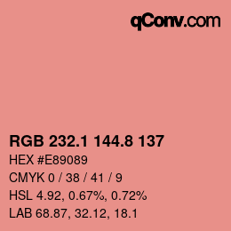 Color code: RGB 232.1 144.8 137 | qconv.com