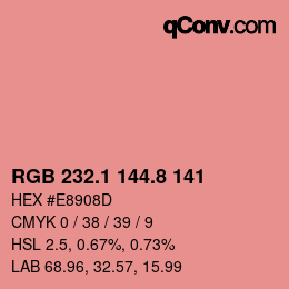 カラーコード: RGB 232.1 144.8 141 | qconv.com