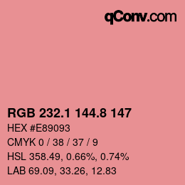 Color code: RGB 232.1 144.8 147 | qconv.com