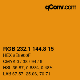カラーコード: RGB 232.1 144.8 15 | qconv.com