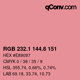 カラーコード: RGB 232.1 144.8 151 | qconv.com