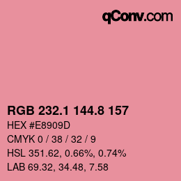 Color code: RGB 232.1 144.8 157 | qconv.com