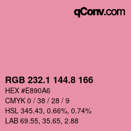 カラーコード: RGB 232.1 144.8 166 | qconv.com